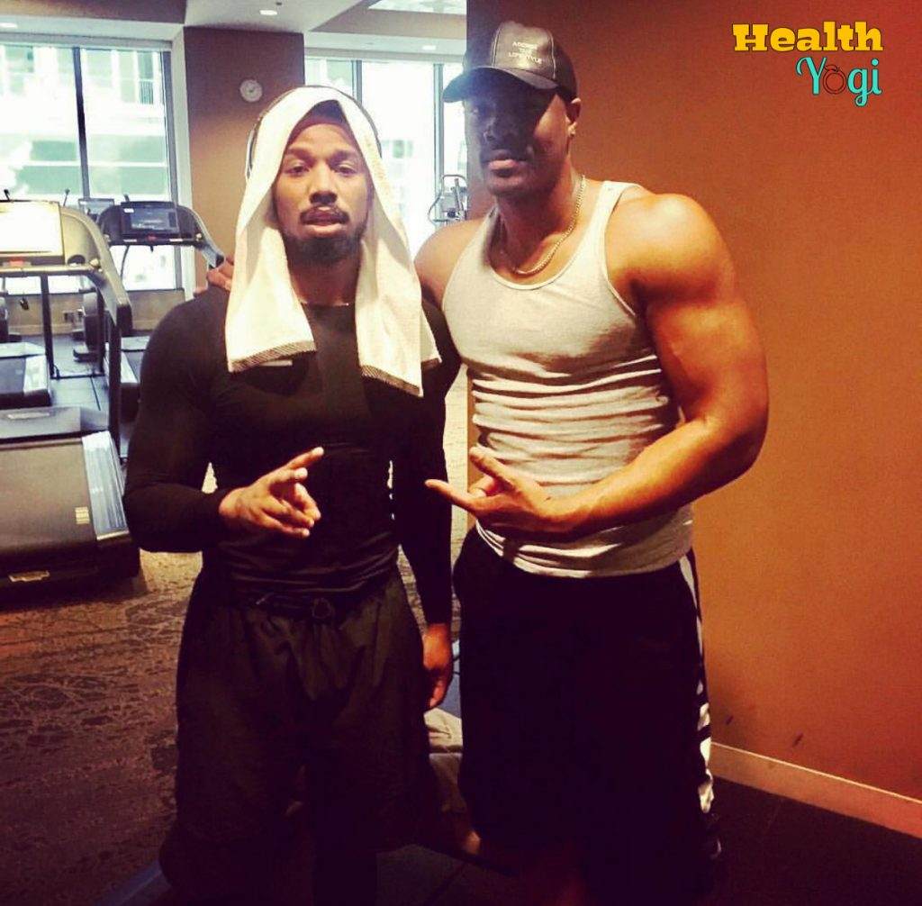 Ser’Darius Blain with Michael B. Jordan at gym